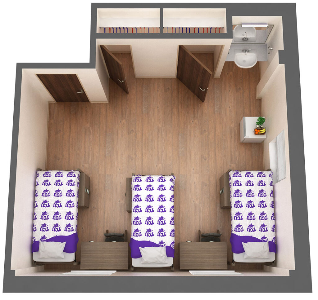 Clark Hall Triple with Shared Amenities
